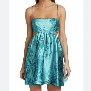 ML Monique Lhuillier Mikado Cut-Out Minidress AQUA TROPIC